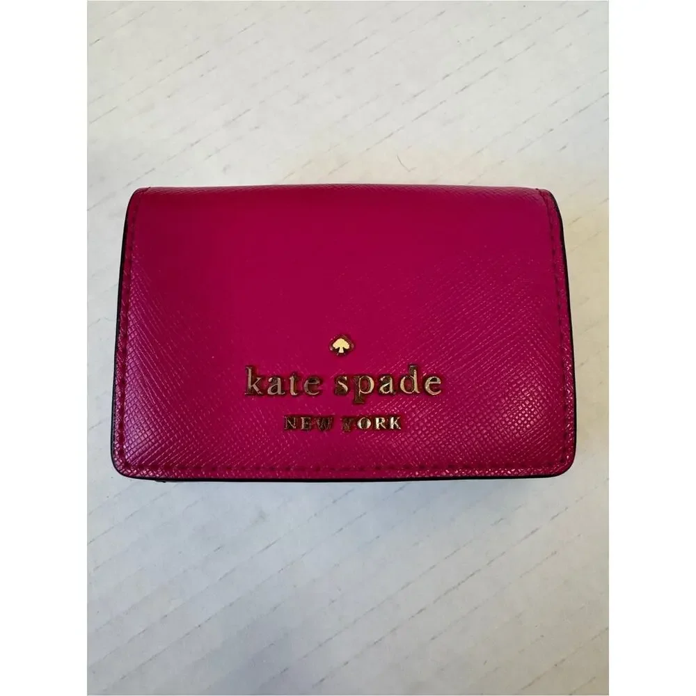 Kate Spade Pink Leather Micro Wallet Mini Designer Luxury